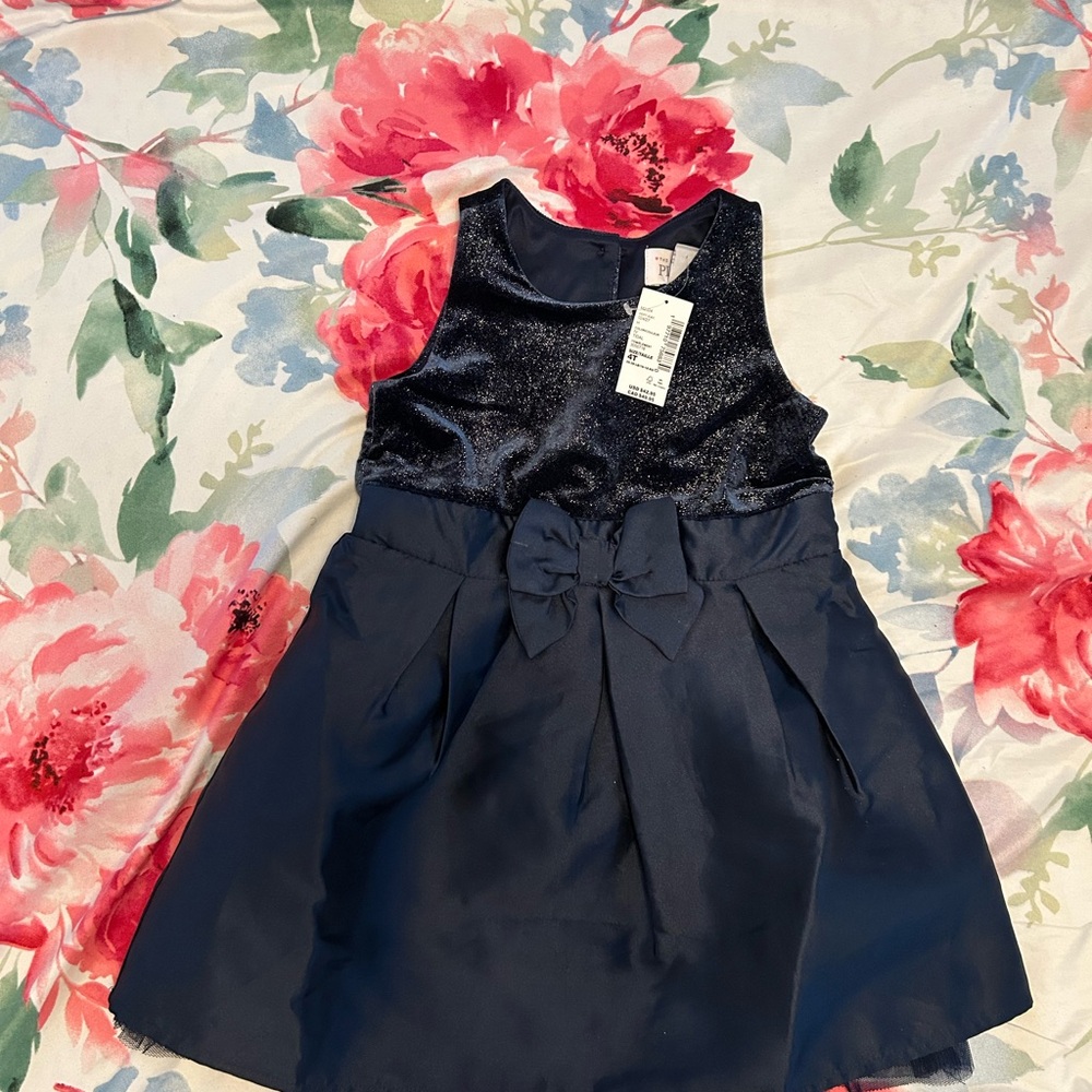 The Children's Place Shimmering Navy Dress with Bow